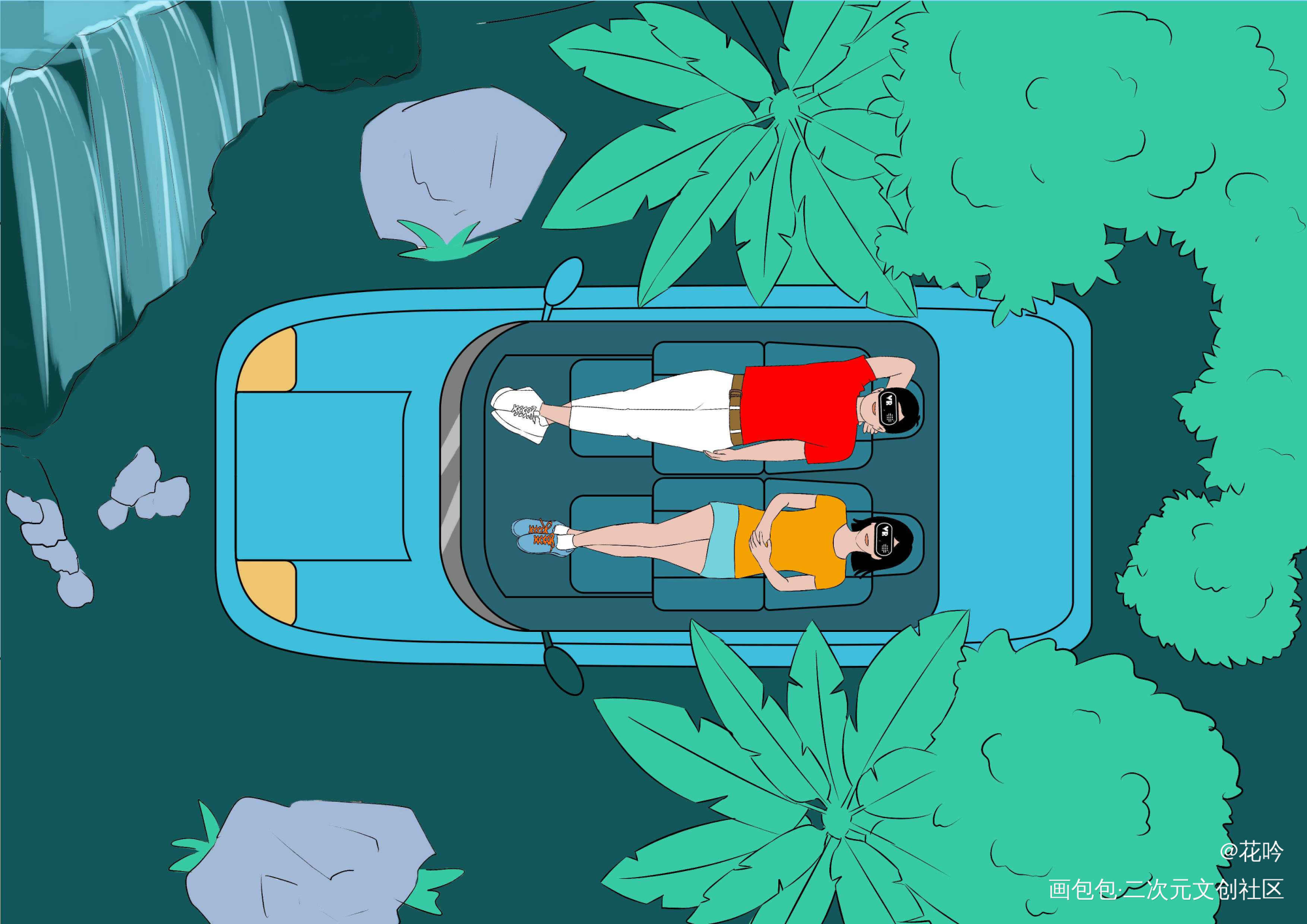 假如你有这样一辆车，像爱人一样_平涂条漫原创原创绘画作品