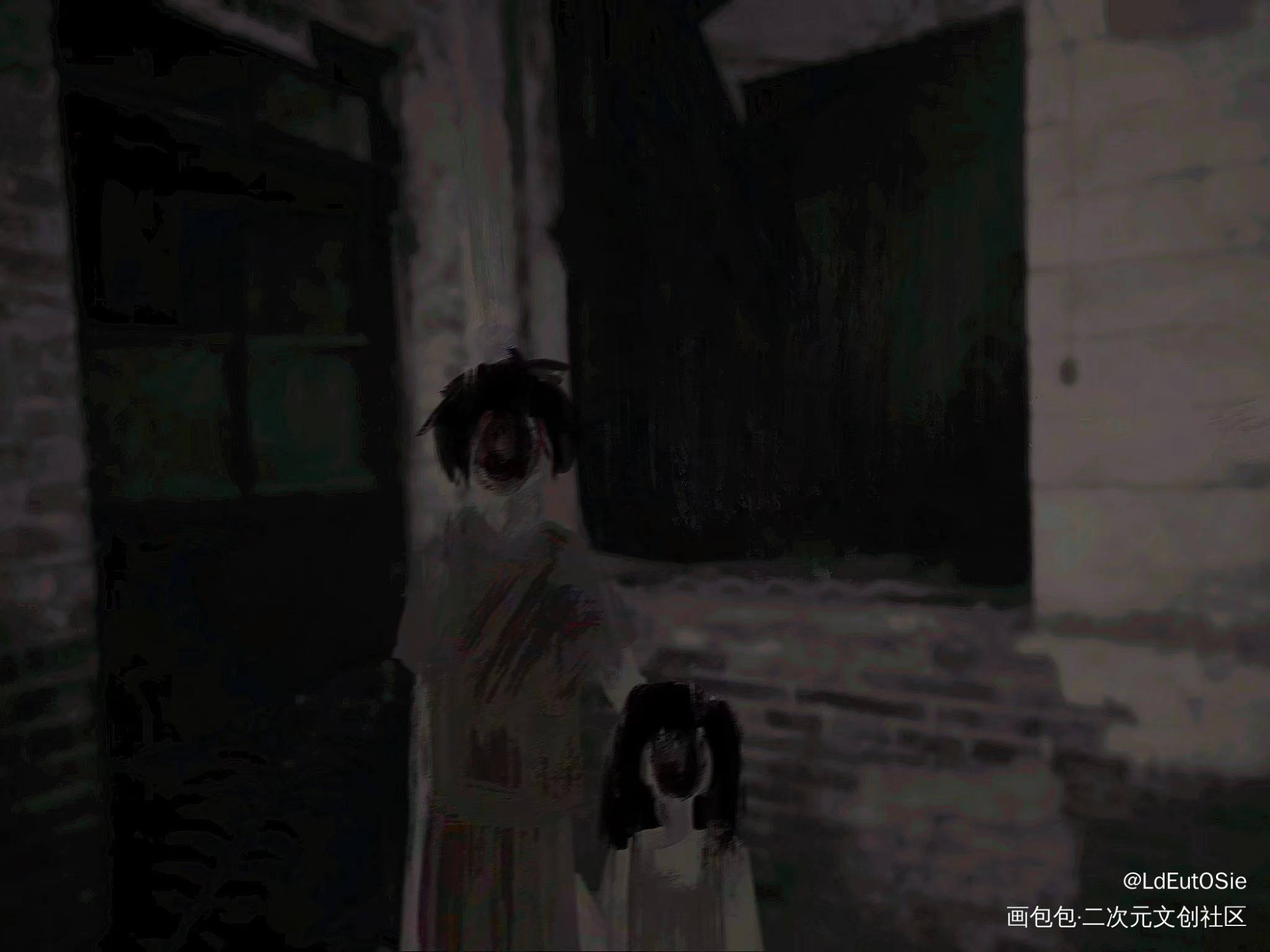 灵魂_平涂日系插画原创人物原创oc绘画作品