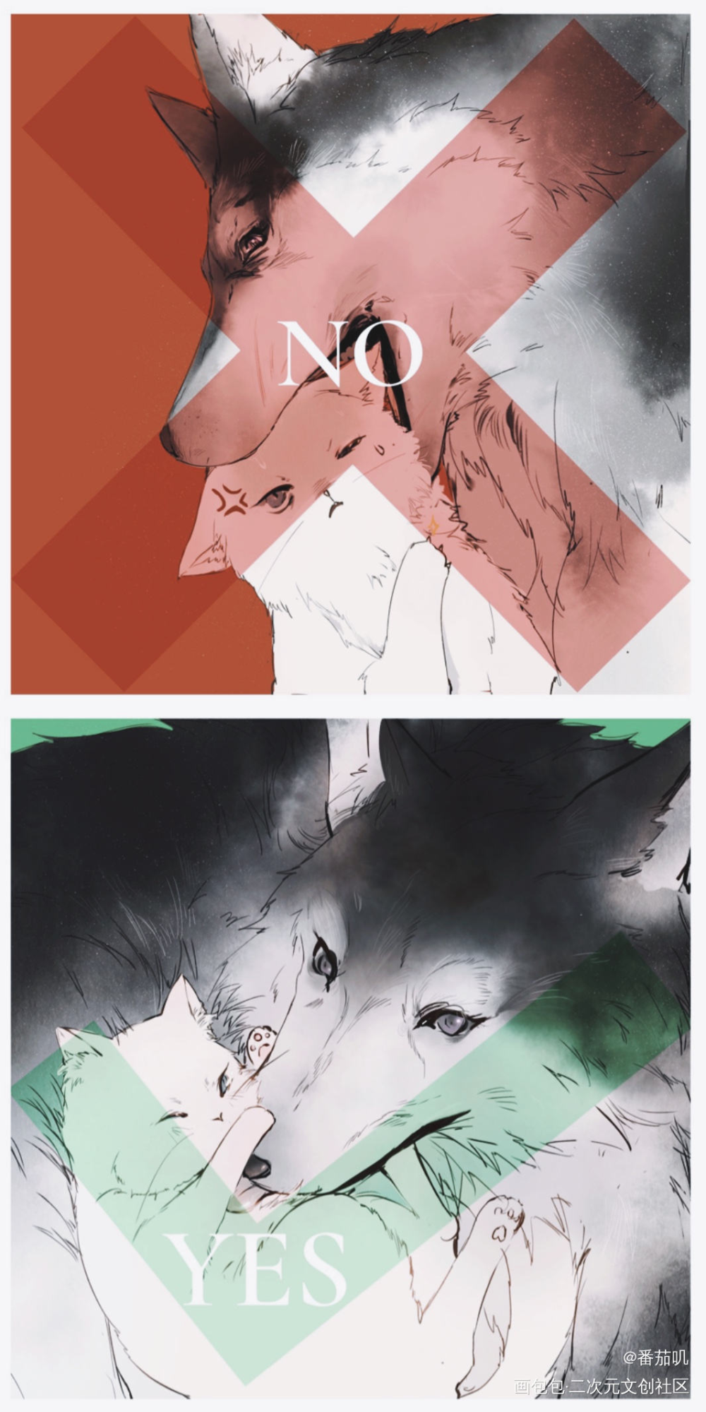 论吸猫的正确方式_二哈和他的白猫师尊墨燃楚晚宁平涂头像插画绘画作品