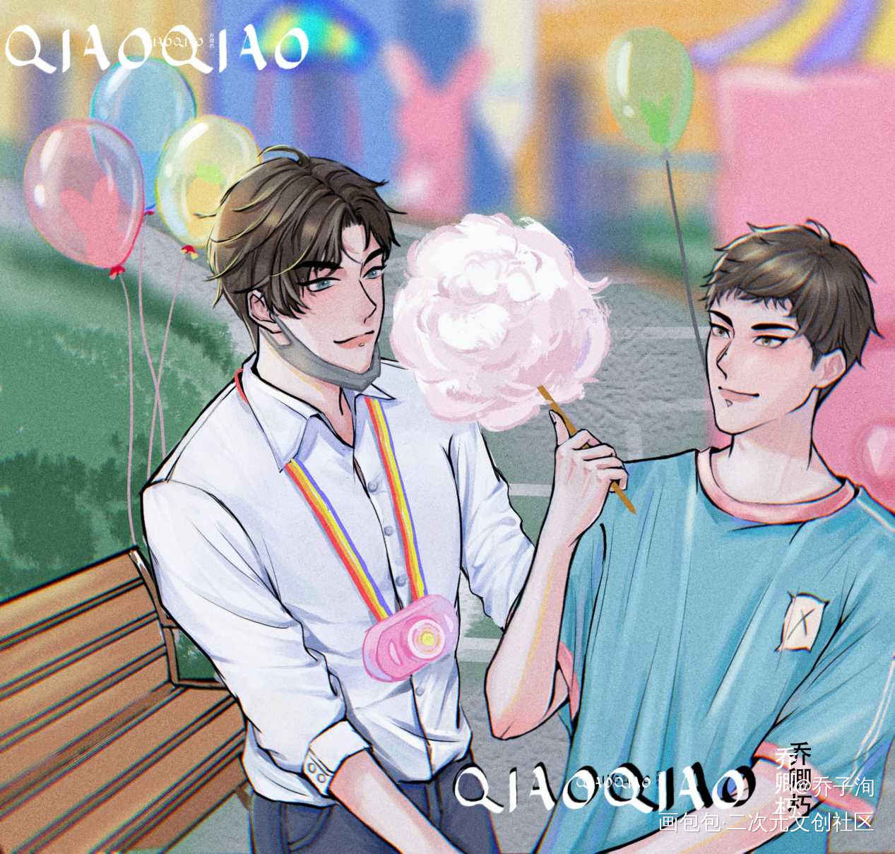 宫任，六一吃甜甜棉花糖！_火焰戎装188男团宫应弦任燚头像绘画作品