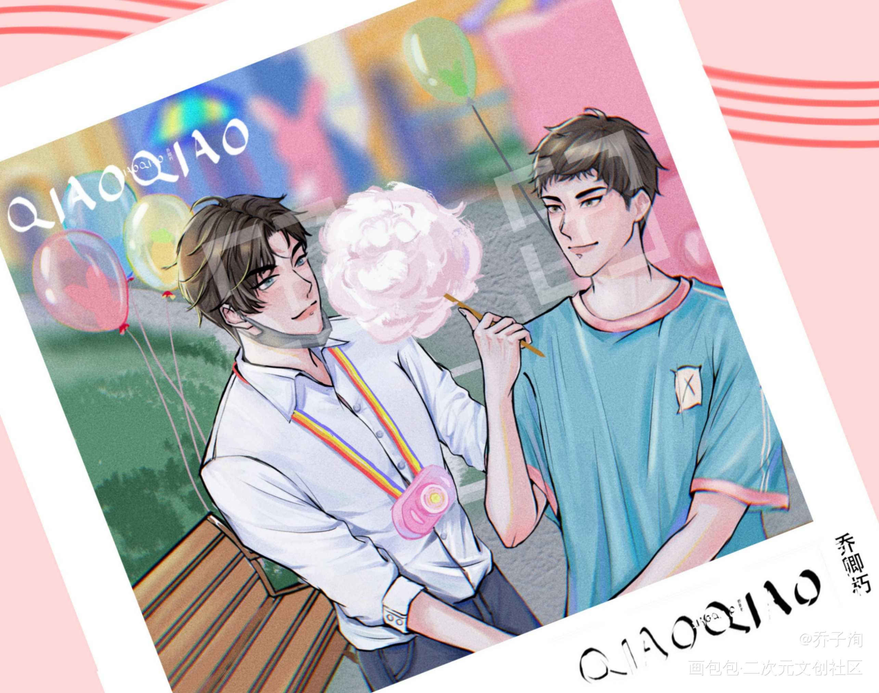 宫任，六一吃甜甜棉花糖！_火焰戎装188男团宫应弦任燚头像绘画作品