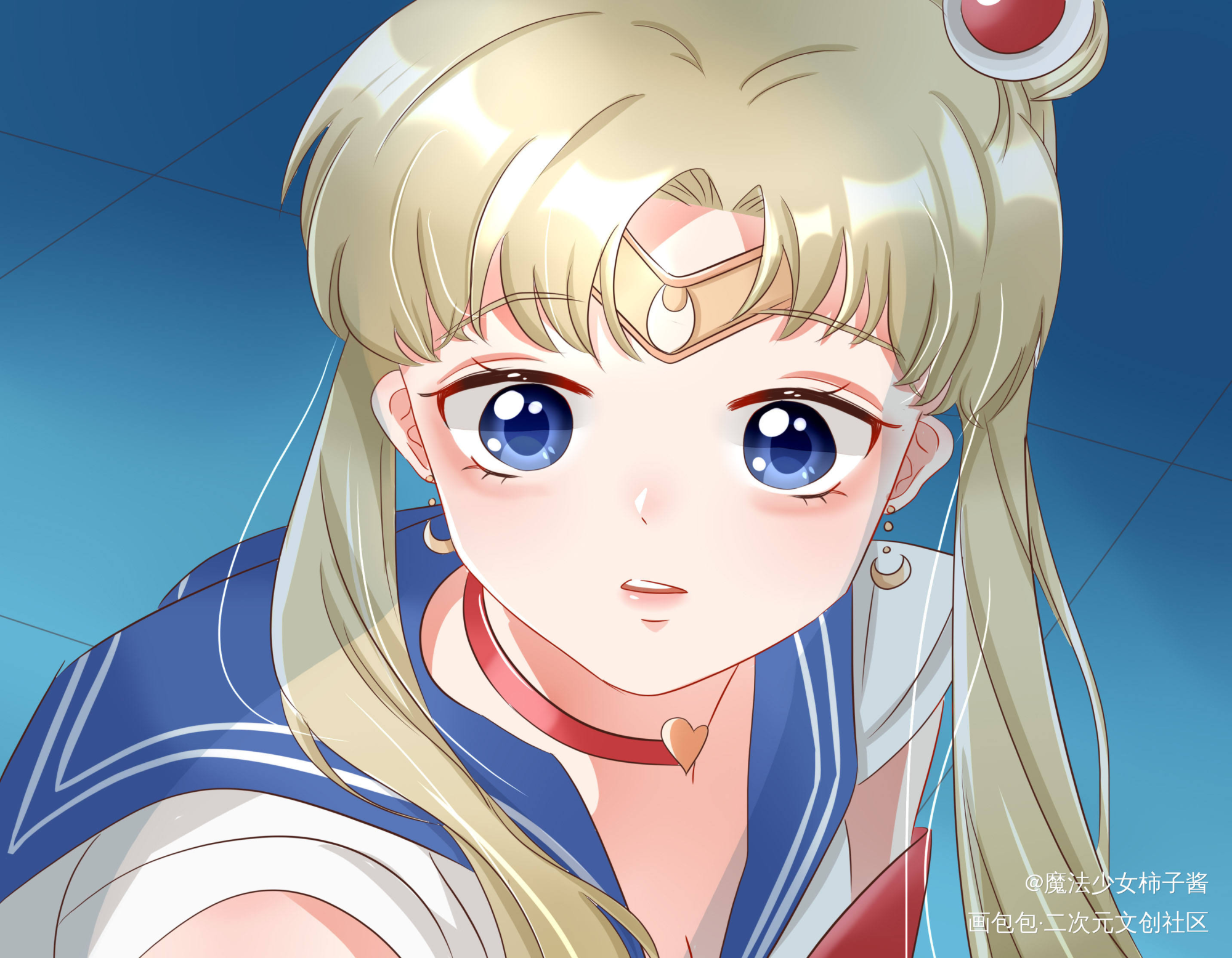 美少女重绘✓_美少女战士水兵月月野兔平涂日系头像插画绘画作品