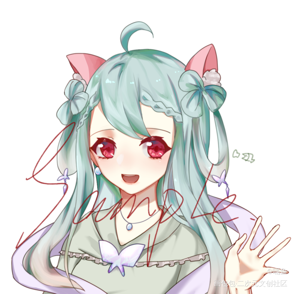 头像稿和自家孩子的立绘_立绘平涂日系头像原创oc绘画作品