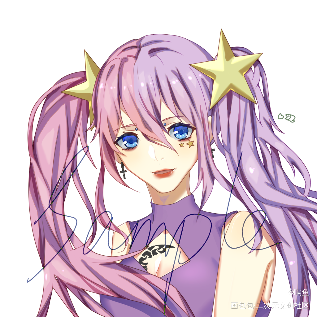 头像稿和自家孩子的立绘_立绘平涂日系头像原创oc绘画作品