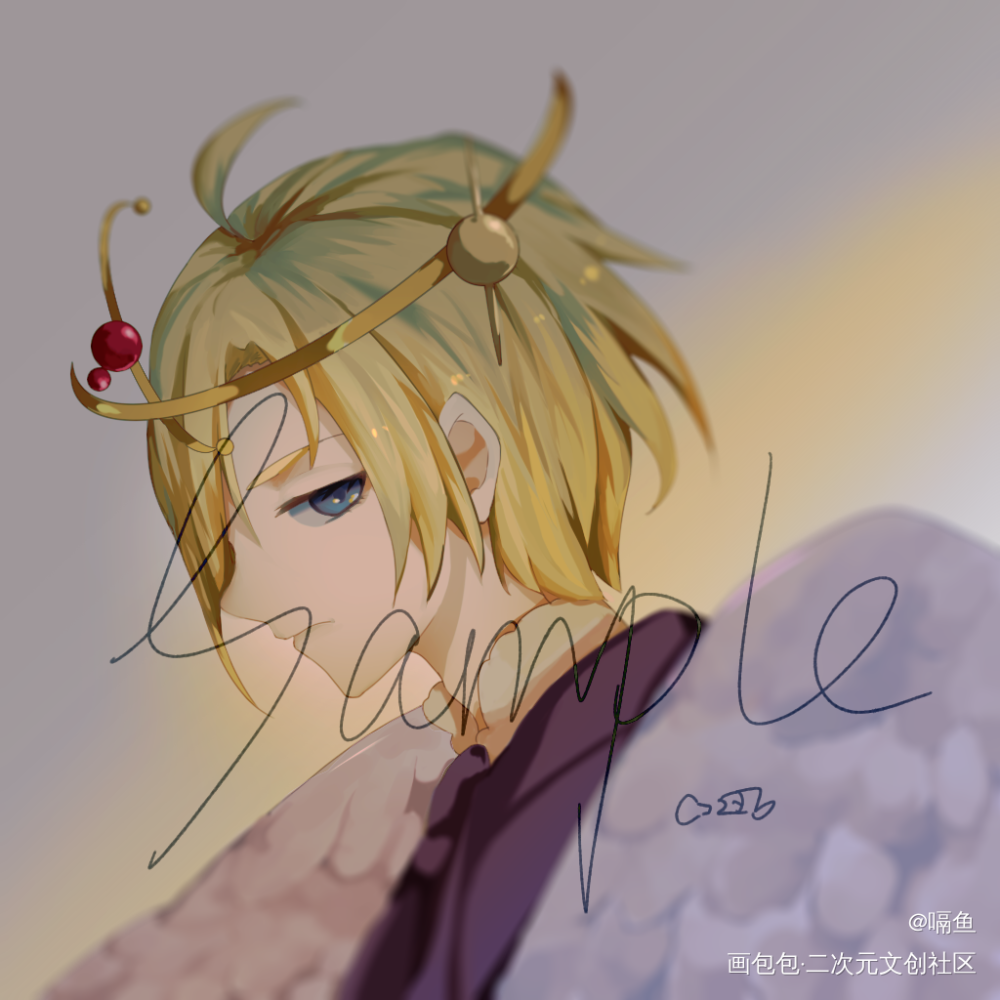 头像稿和自家孩子的立绘_立绘平涂日系头像原创oc绘画作品