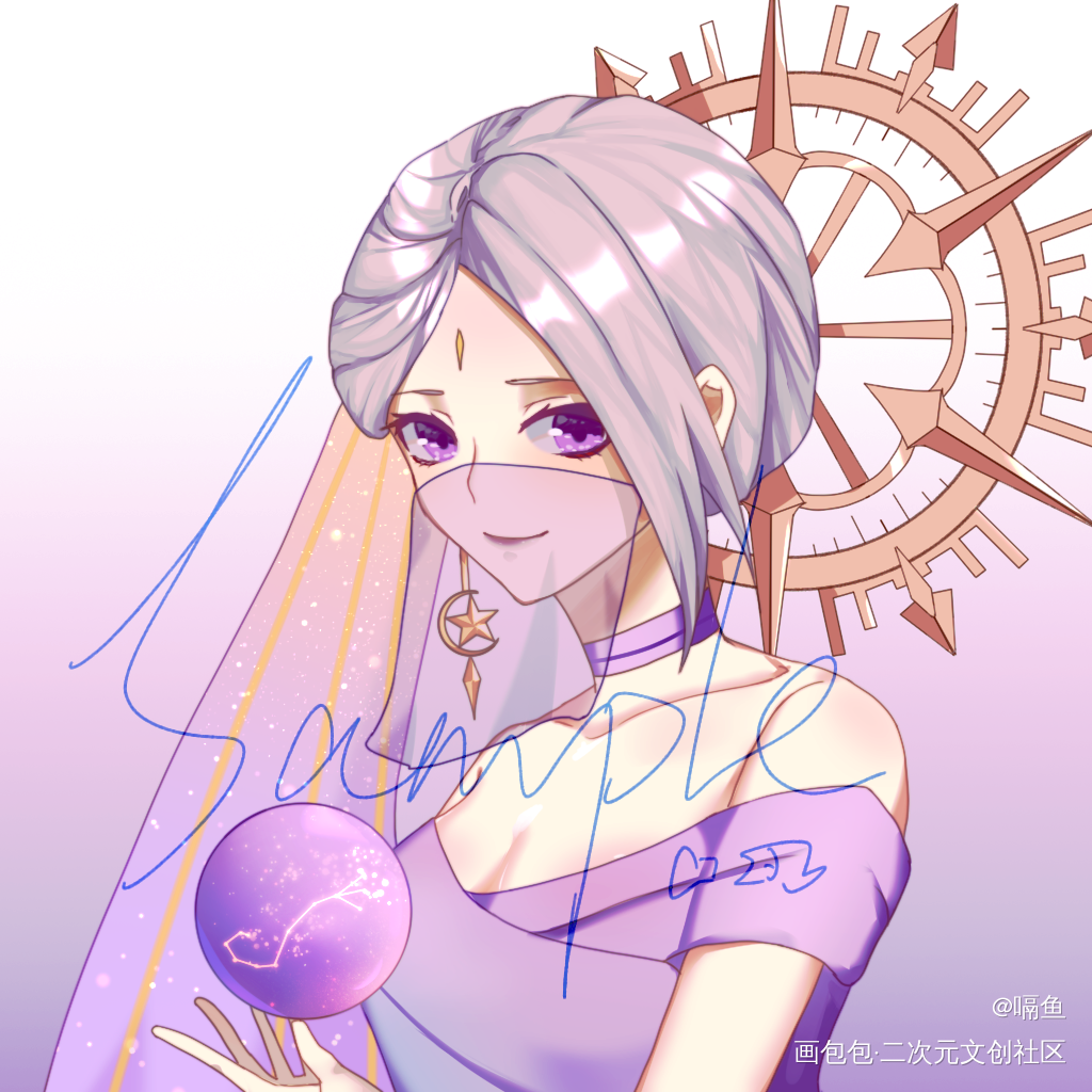 头像稿和自家孩子的立绘_立绘平涂日系头像原创oc绘画作品