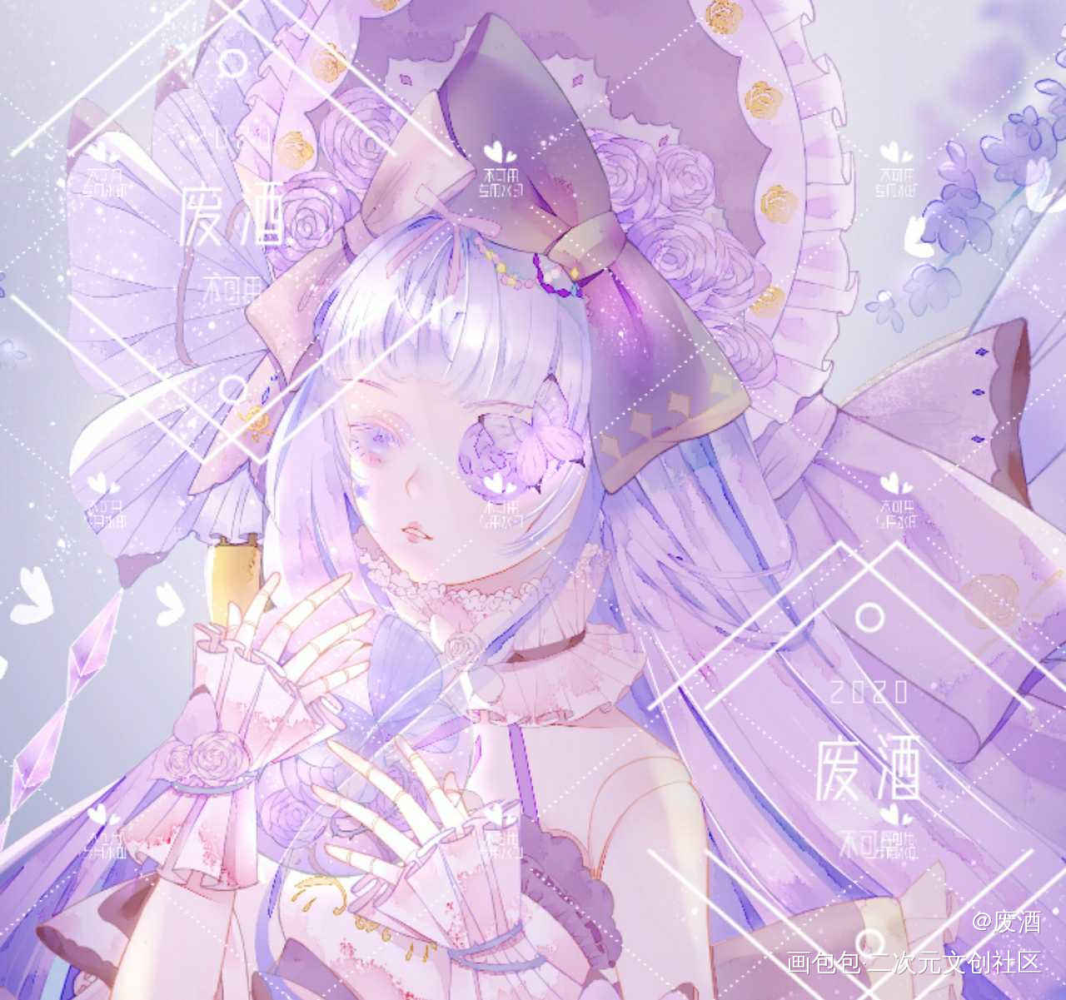 客单_平涂日系少女tag头像插画原创绘画作品