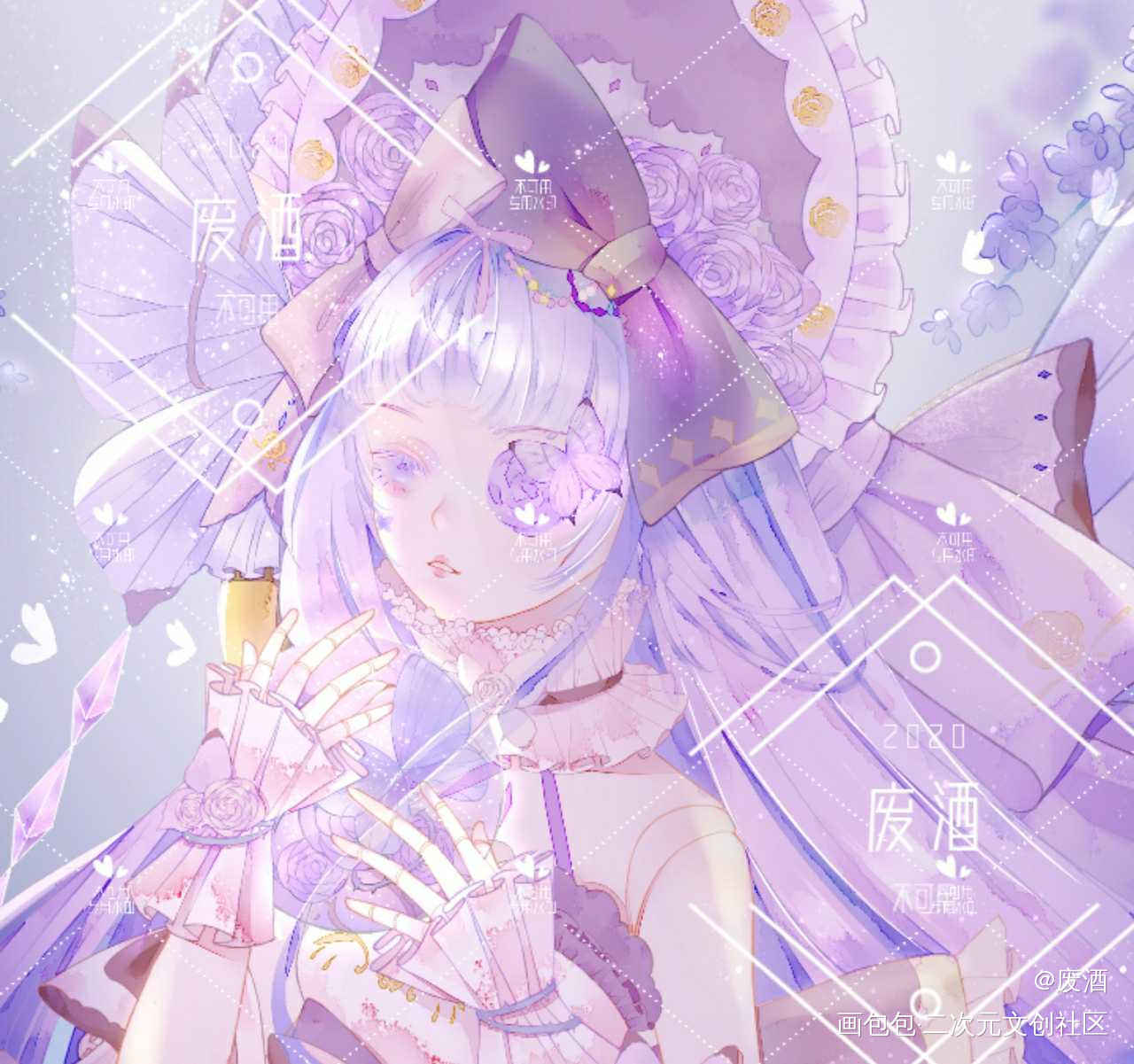 客单_平涂日系少女tag头像插画原创绘画作品
