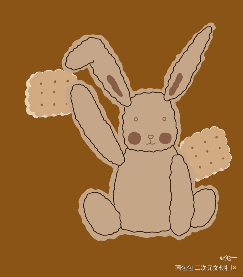 兔兔＋饼干_手绘六一绘画作品