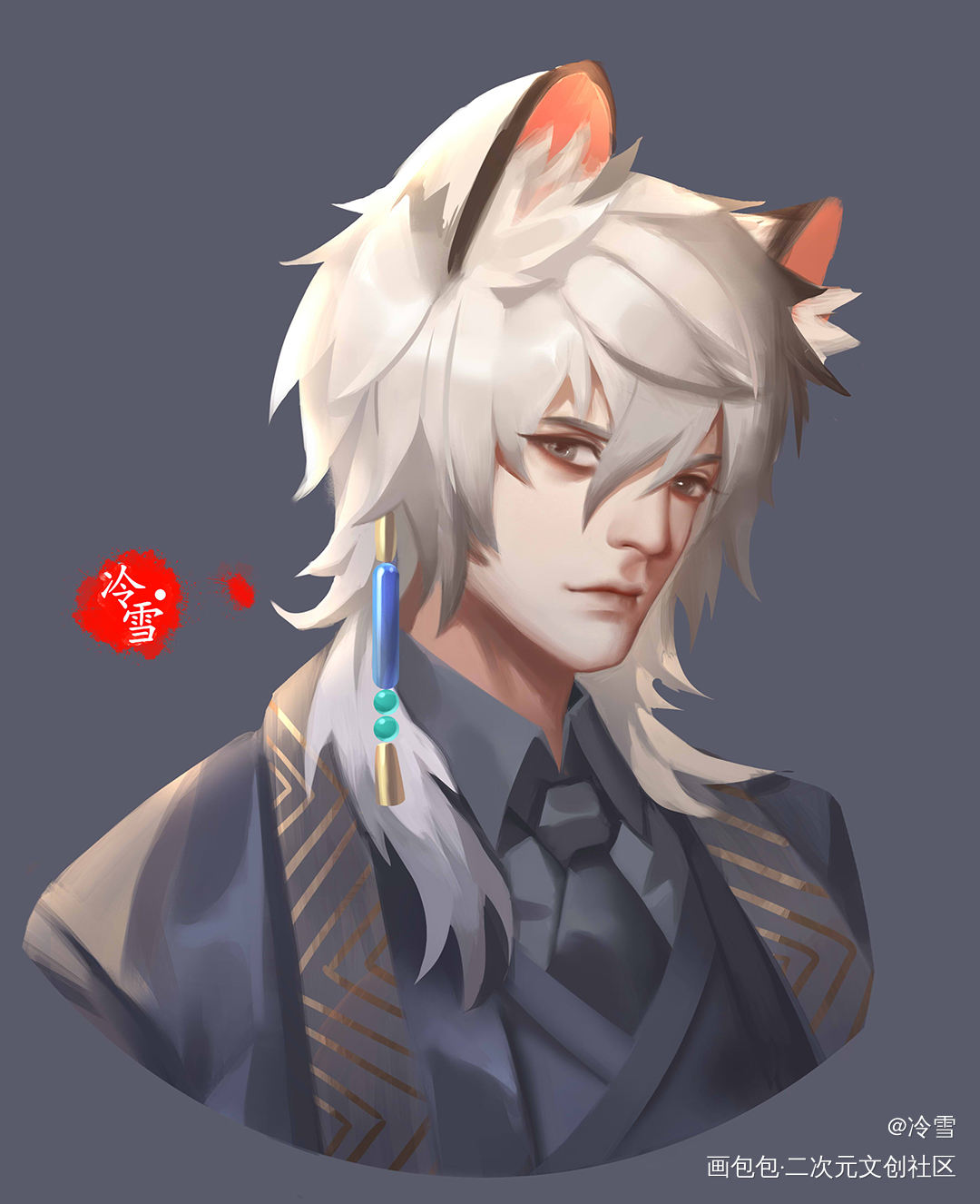 明日方舟同人-银灰_明日方舟银灰厚涂绘画作品