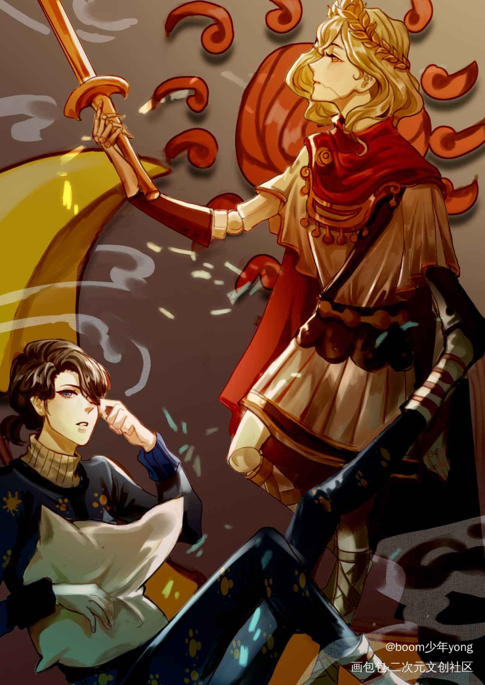 日与月_第五人格入殓师约瑟夫平涂头像绘画作品