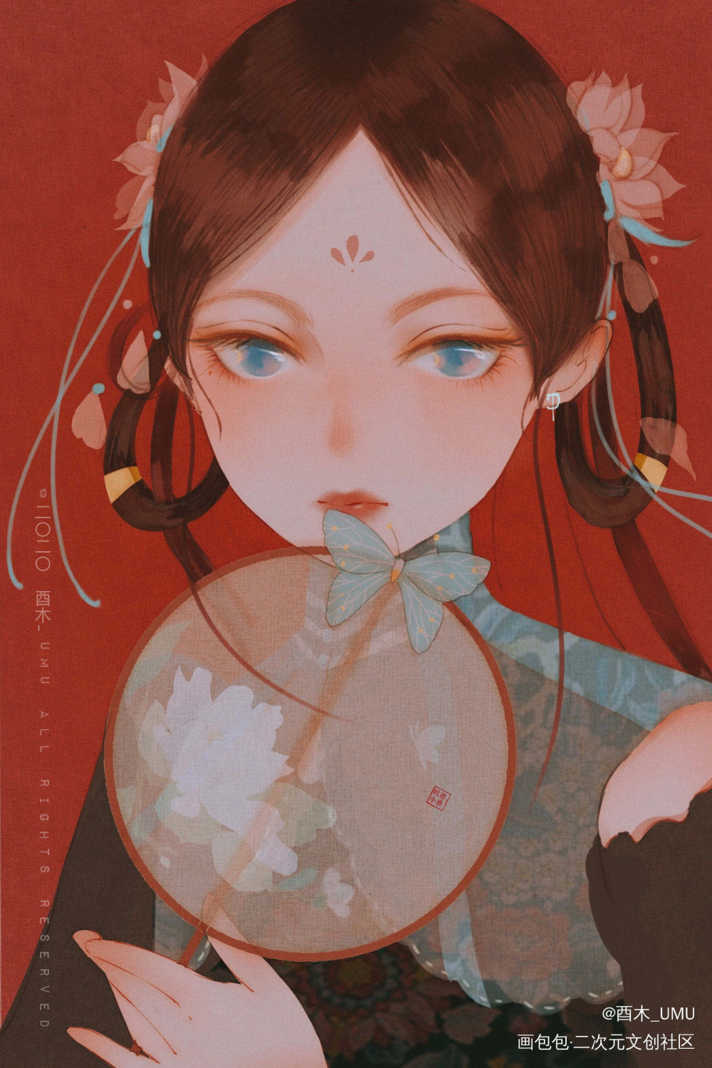 凝脂_国风线稿古风人物平涂我要上首推头像插画bjd酉木绘画作品