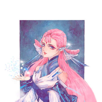 猫影幻舞_王者荣耀貂蝉手绘水彩头像插画绘画作品