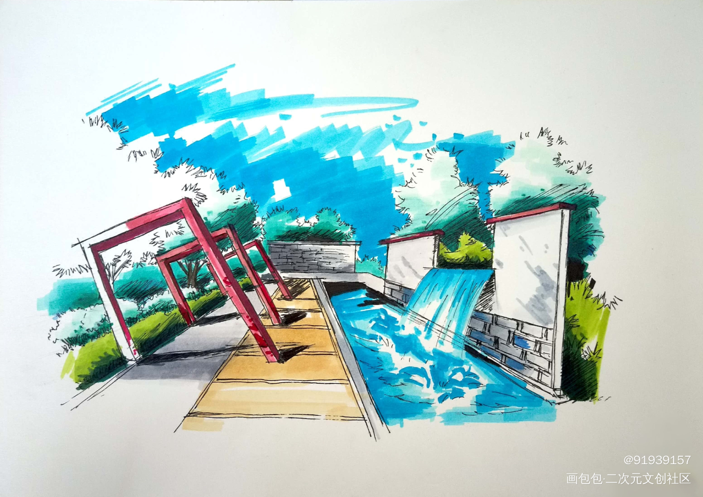 马克笔小练习～_临摹绘画作品