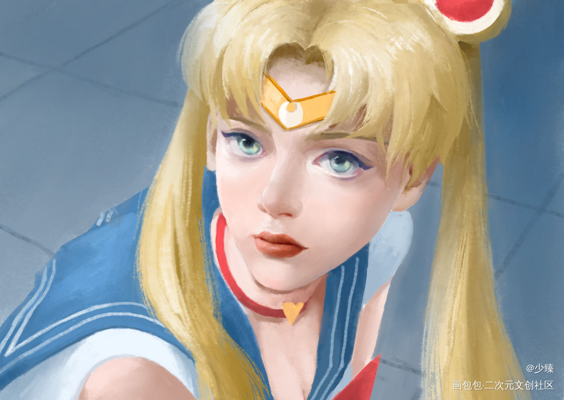 美少女重绘挑战_美少女战士水冰月厚涂绘画作品