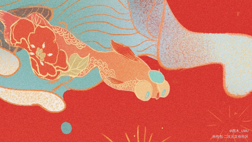 鼠年贺图  大吉大利_鼠年线条国风商业插画平涂新年贺图鼠海报我要上首推插画酉木鼠年大吉板绘绘画作品