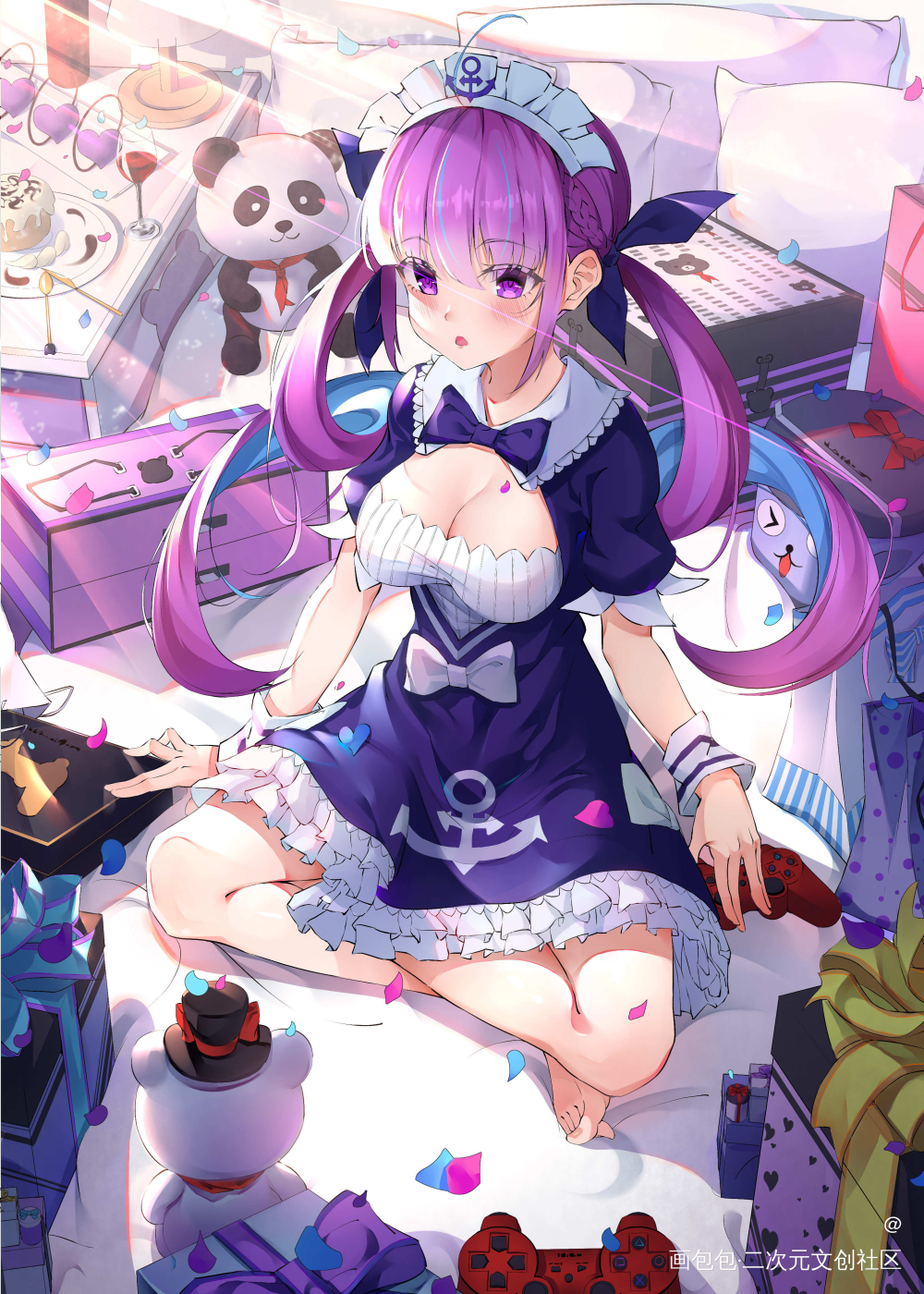 阿夸_湊-阿库娅平涂日系插画同人Vtuber绘画作品