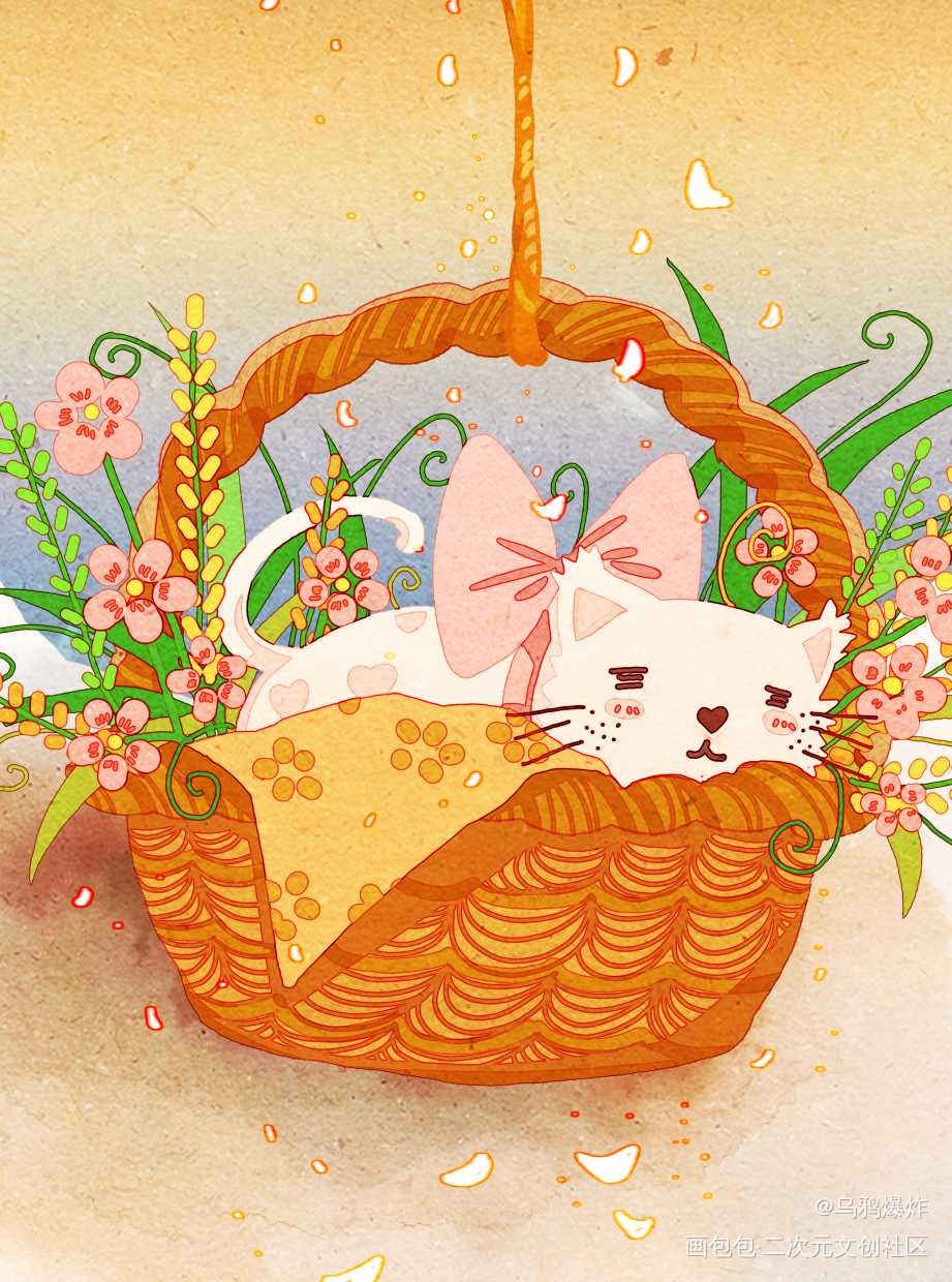小猫咪_平涂插画原创原创绘画作品