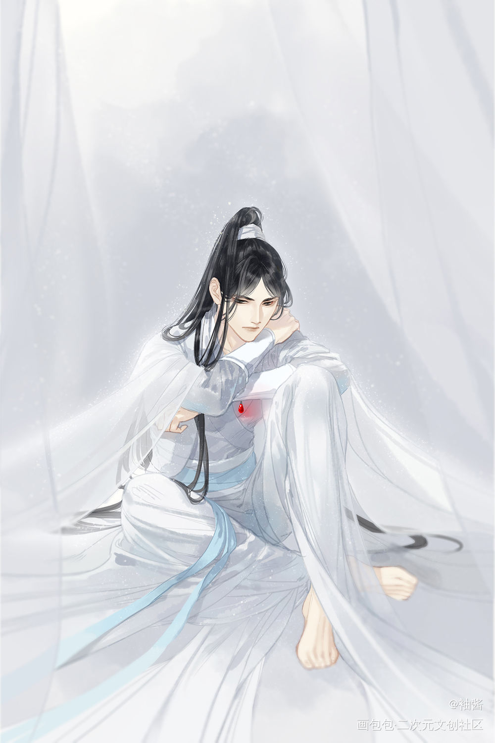 狗猫～_二哈和他的白猫师尊燃晚绘画作品