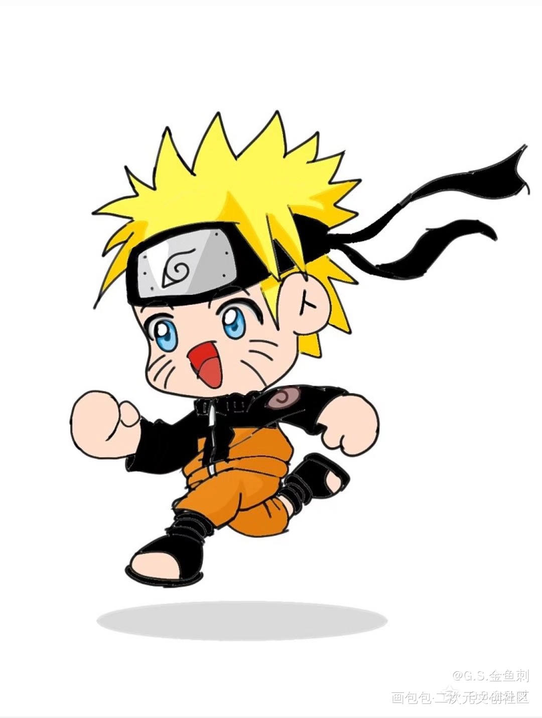 Naruto_火影忍者漩涡鸣人指繪Q版指绘绘画作品