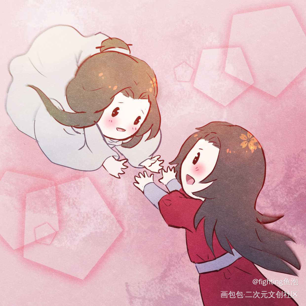 天上掉下个谢哥哥～_天官赐福谢怜花城日系Q版绘画作品
