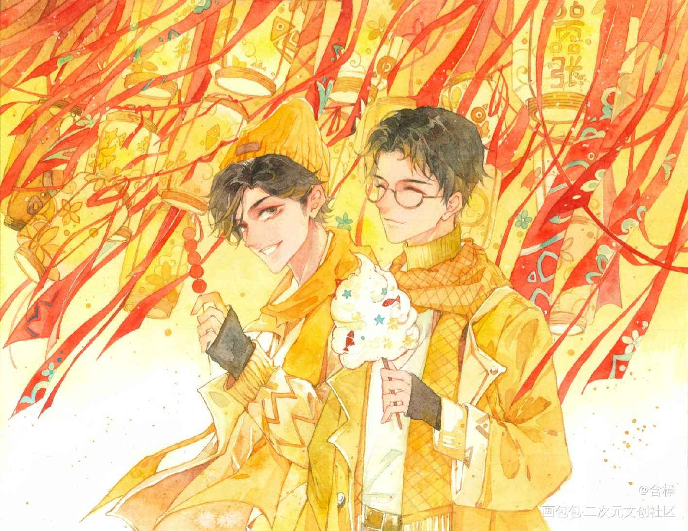 逛街～_丁霁林无隅手绘水彩我要上首推插画同人巫哲嚣张绘画作品