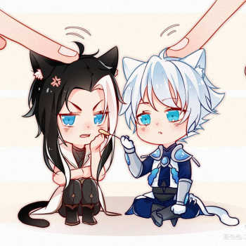 是亮懿猫咪～_王者荣耀亮懿司马懿诸葛亮平涂日系q版我要上首推插画