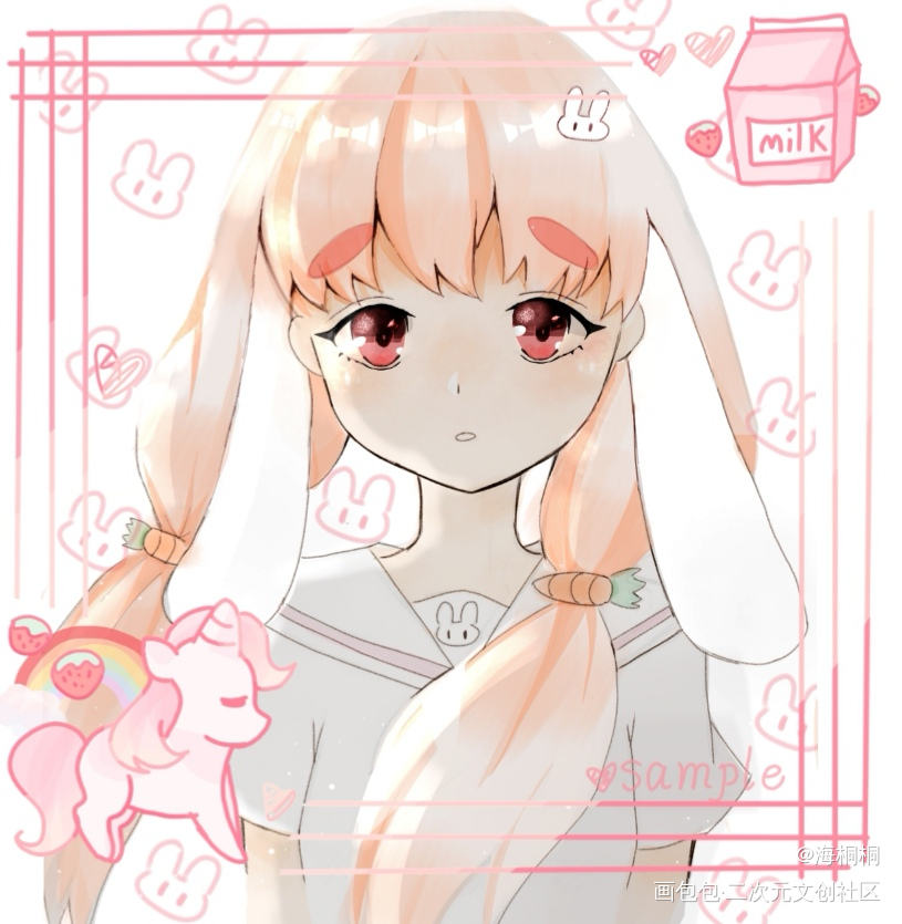 垂耳兔^ ^ _平涂日系头像原创绘画作品