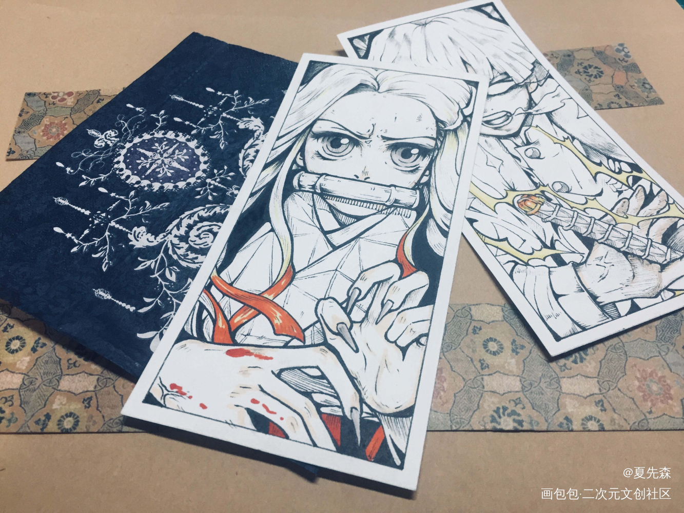 临摹白袋子卡牌系列_鬼灭之刃绘画作品