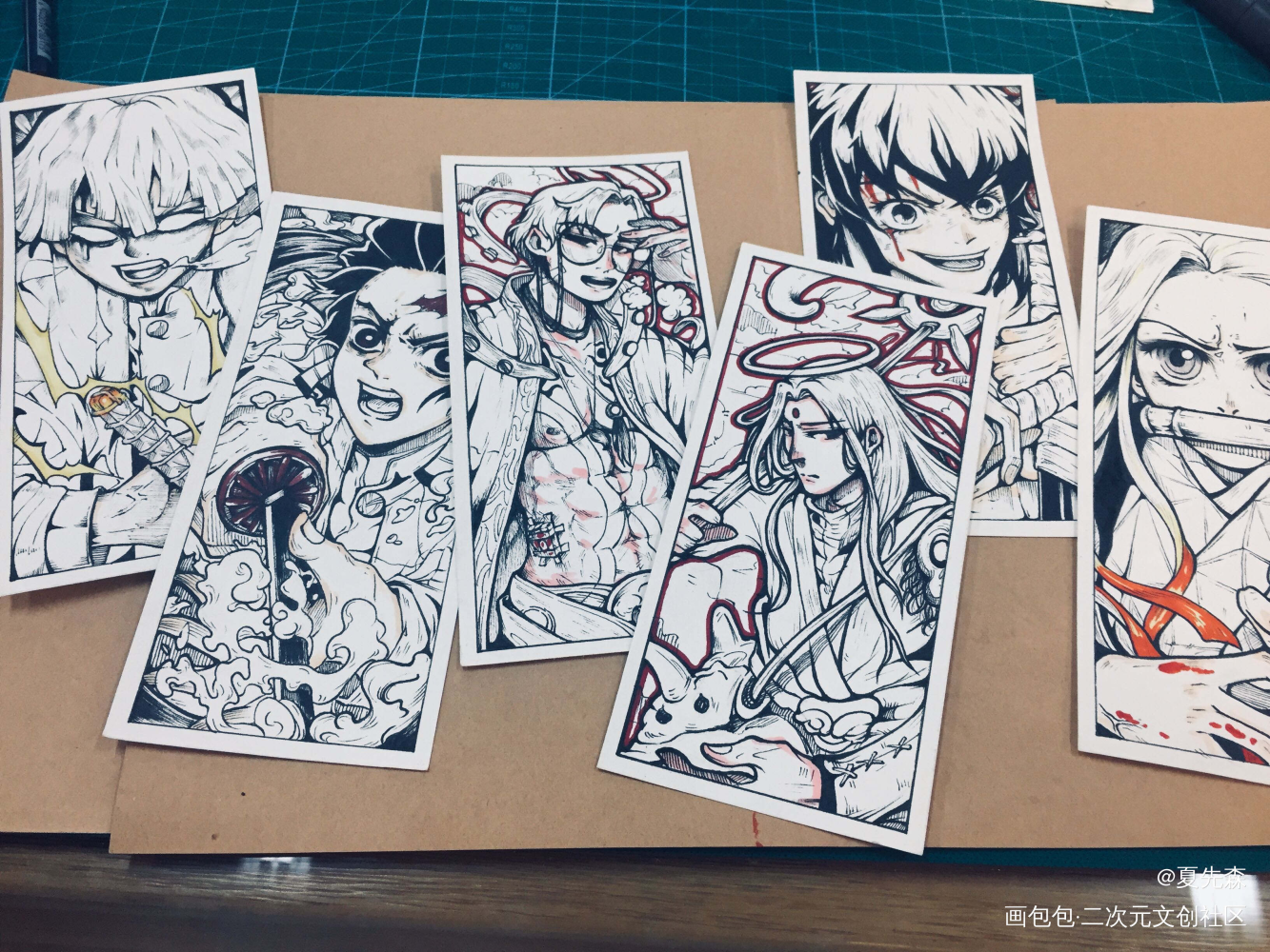 临摹白袋子卡牌系列_鬼灭之刃绘画作品