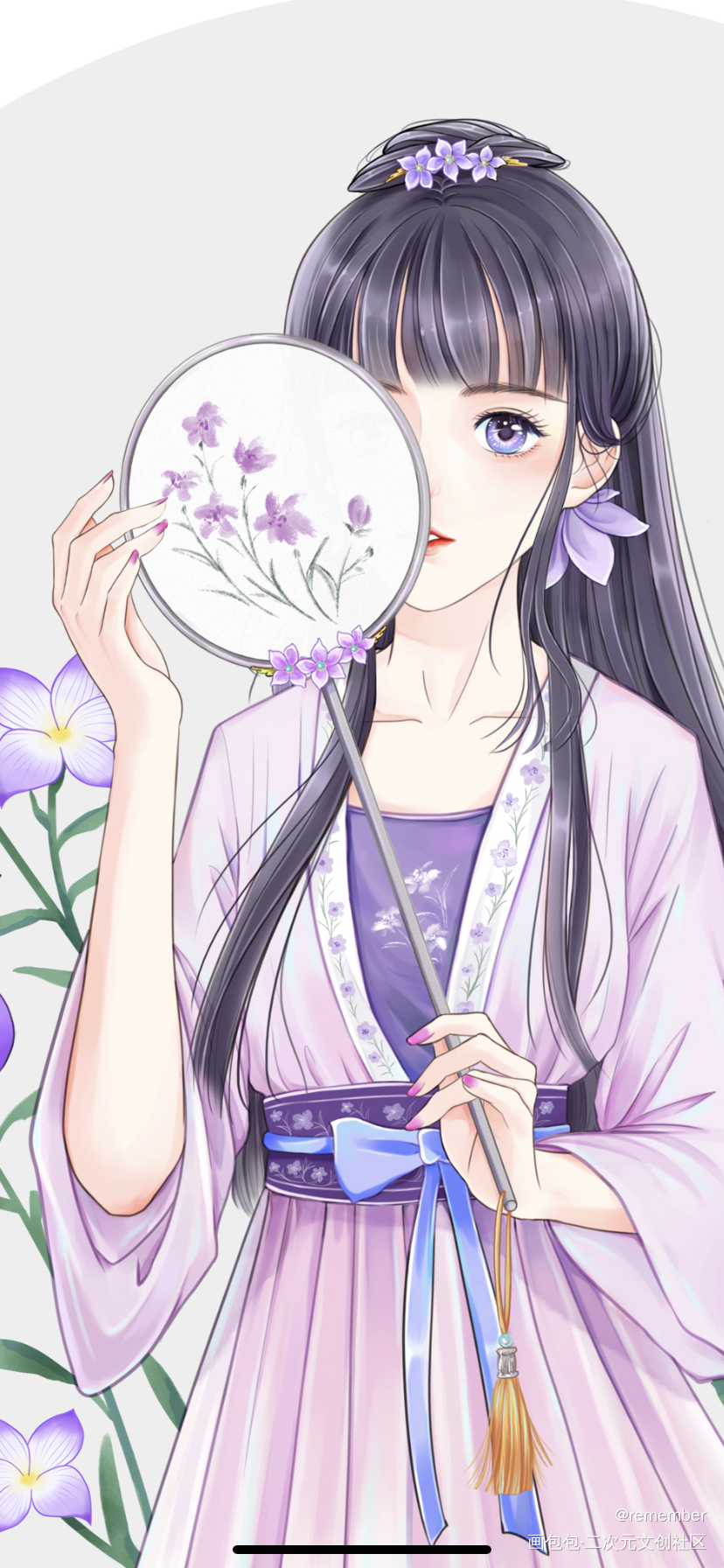 古风插画少女 桔梗花_日系求点评求配文我要上首推插画原创人物原创绘画作品