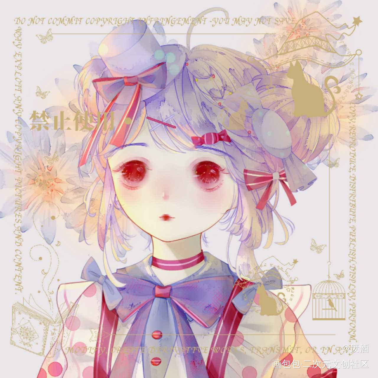早_平涂日系少女tag头像同人oc绘画作品