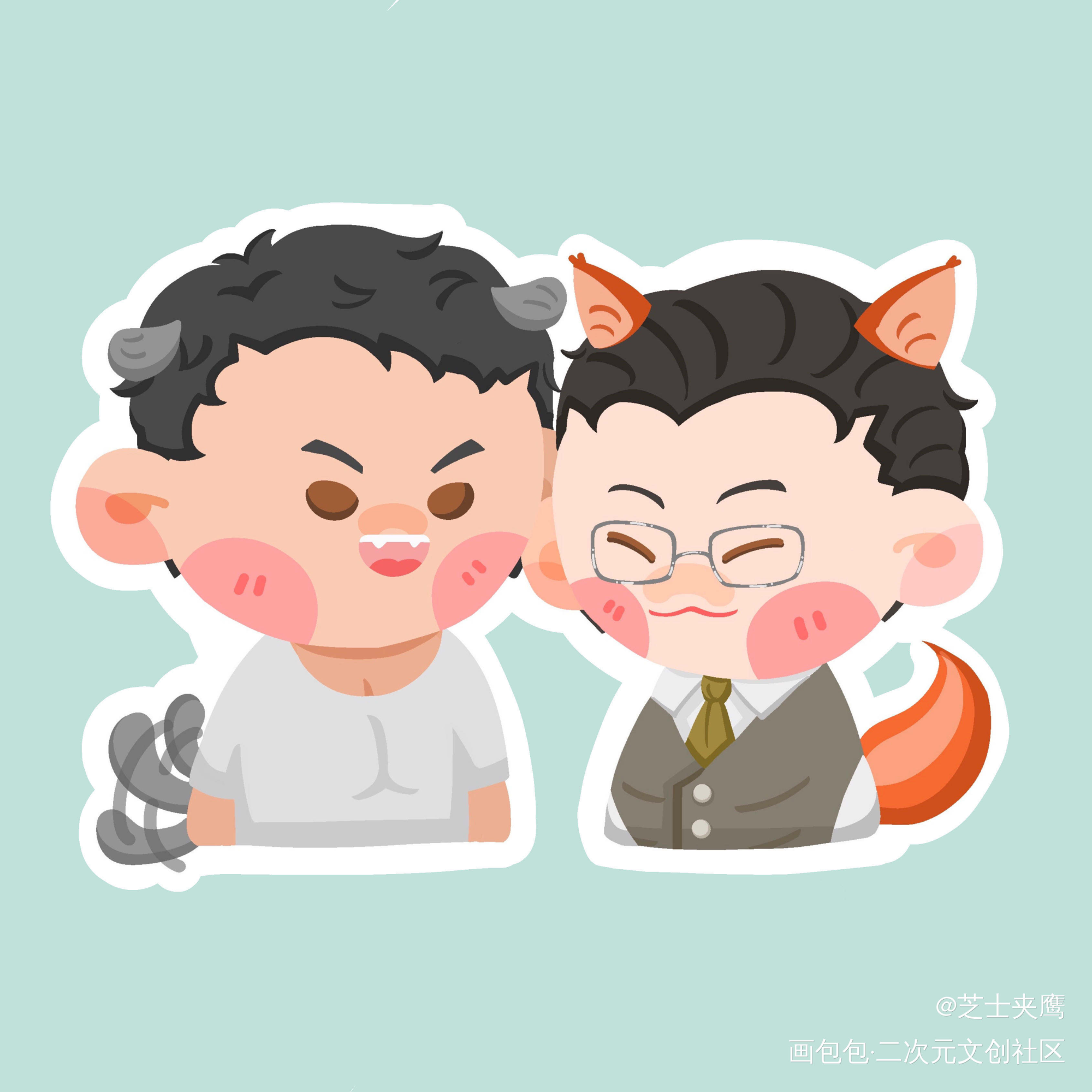 原顾_针锋对决188男团顾青裴原炀Q版同人绘画作品
