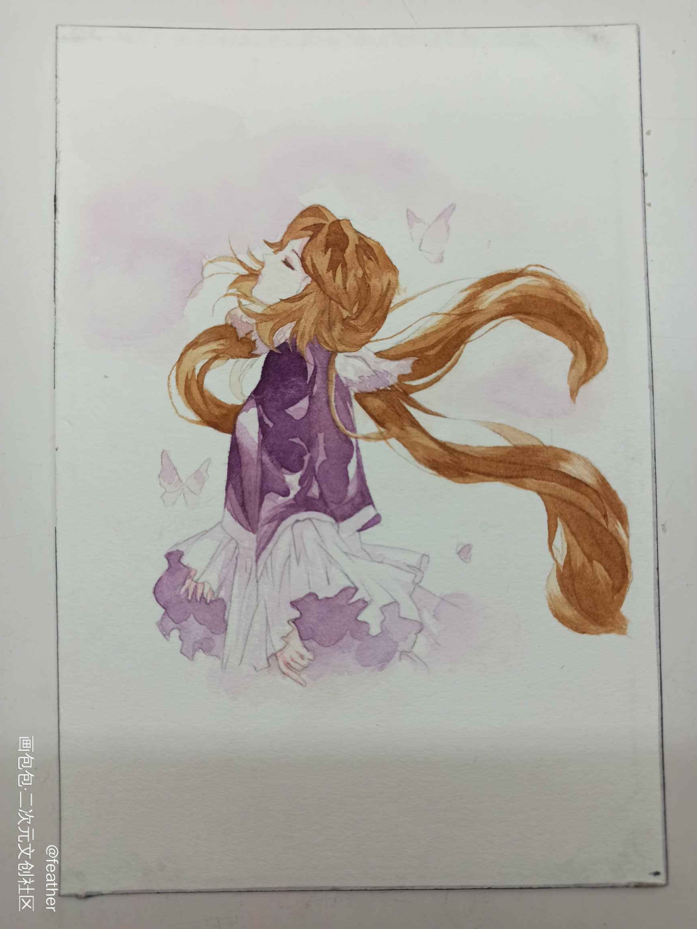 紫蝶_手绘水彩水彩头像原创原创绘画作品
