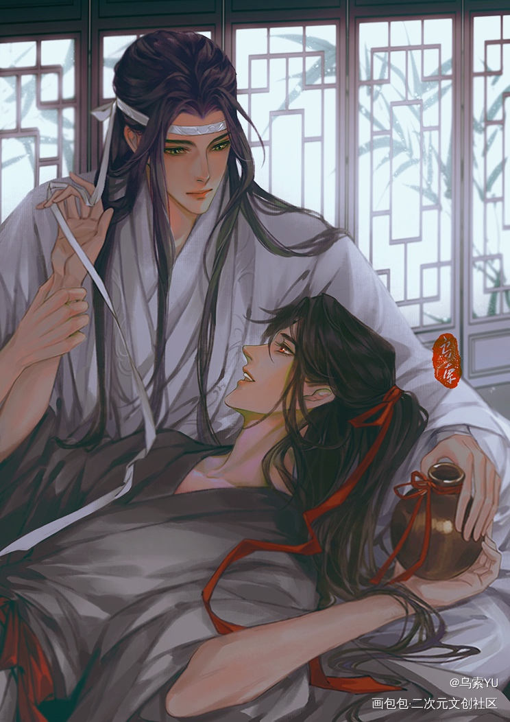 忘羡_魔道祖师蓝忘机魏无羡魏无羡蓝忘机同人绘画作品