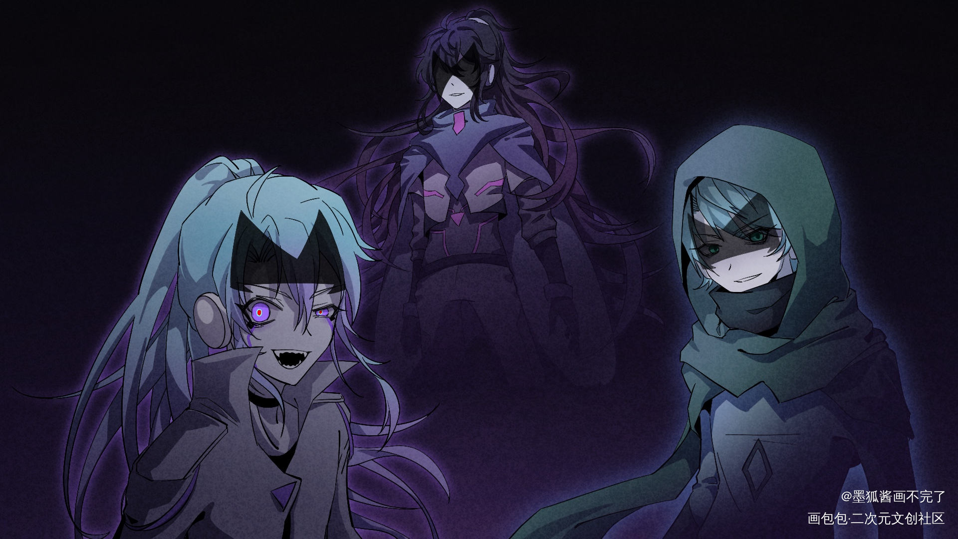 小心&伽罗_开心超人联盟魔王伽暗魔小心超人伽罗平涂日系插画同人绘画作品