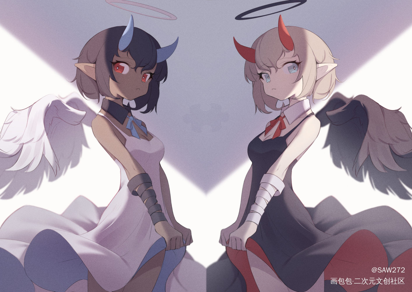 我的小天使_平涂日系插画原创绘画作品