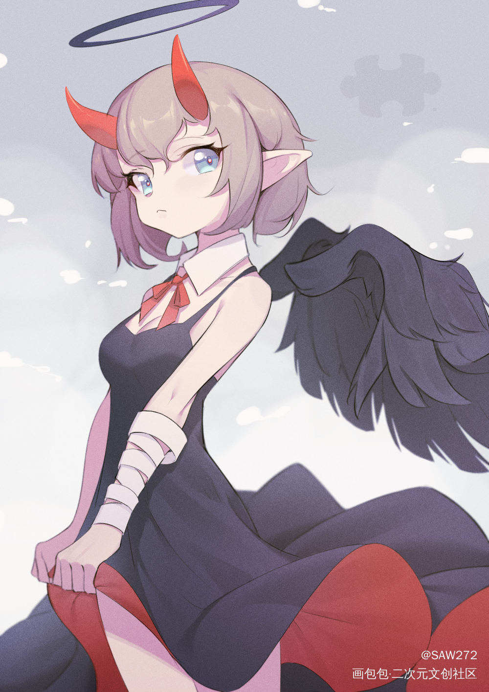 我的小天使_平涂日系插画原创绘画作品