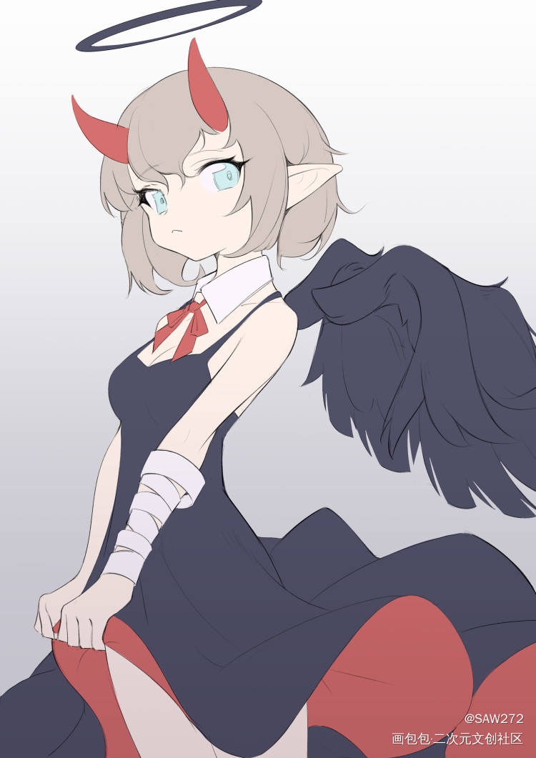 我的小天使_平涂日系插画原创绘画作品
