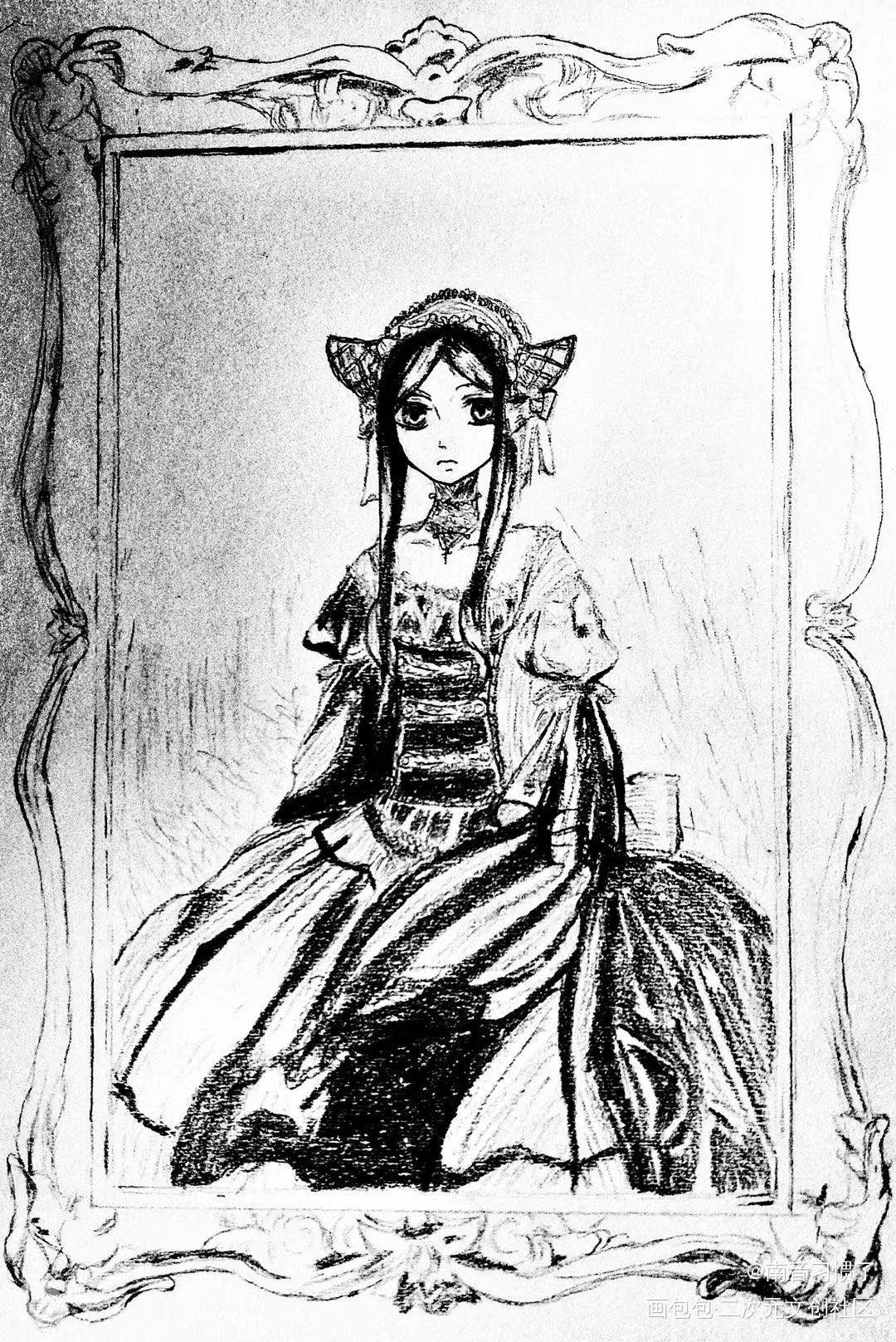 旧画-绿魔女肖像临摹_黑执事绿魔女沙利文齐格林德-沙利文绿之魔女铅笔画绘画作品