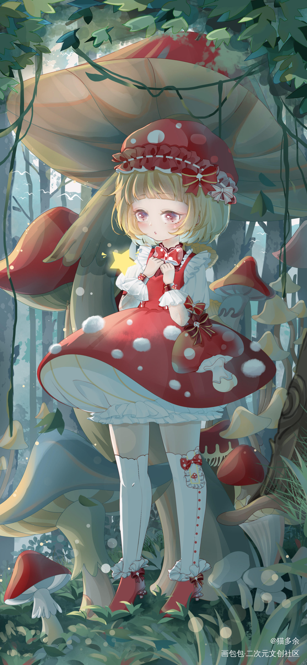 菇菇不阔爱吗_暖暖日系Q版插画同人壁纸奇迹暖暖绘画作品