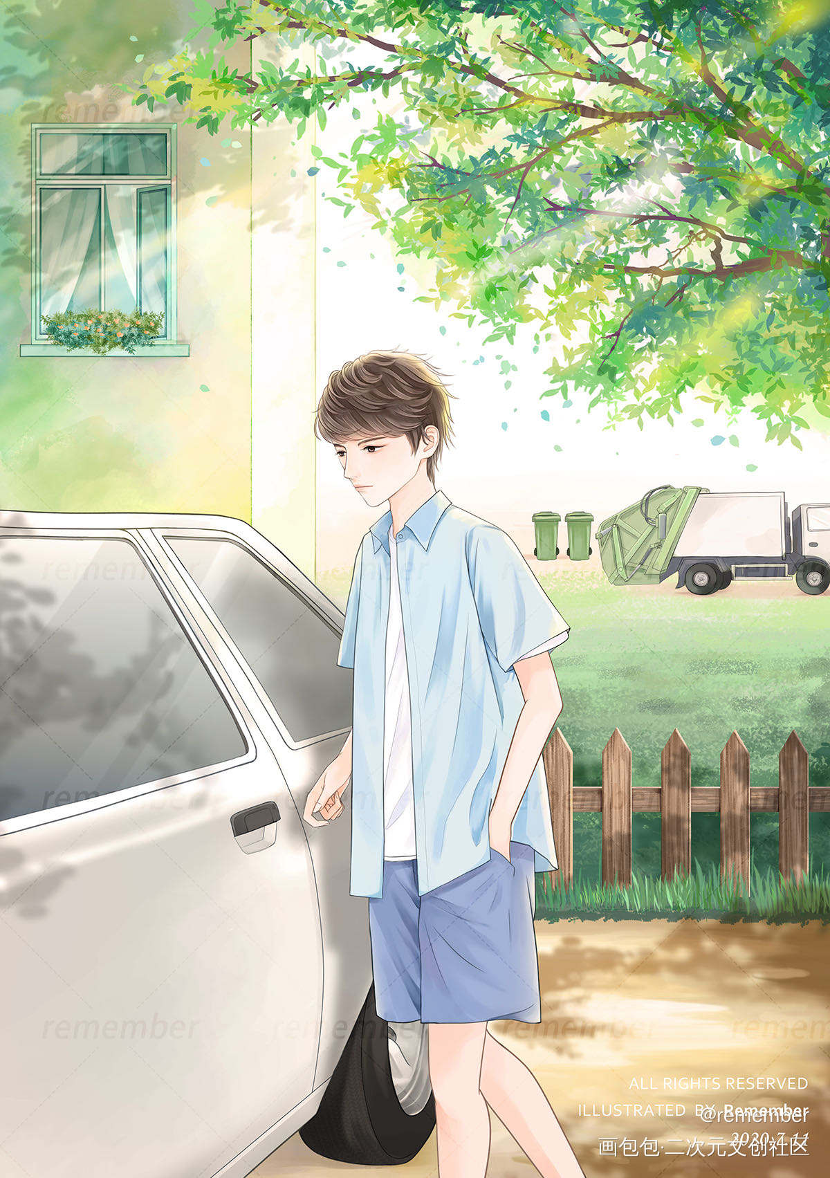 Summer _平涂日系求点评求配文我要上首推插画绘画原创绘画作品