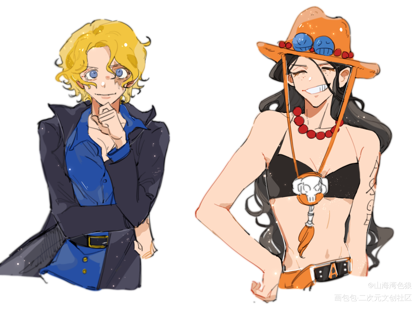 onepiece_海贼王草帽一伙平涂日系同人onepiece绘画作品