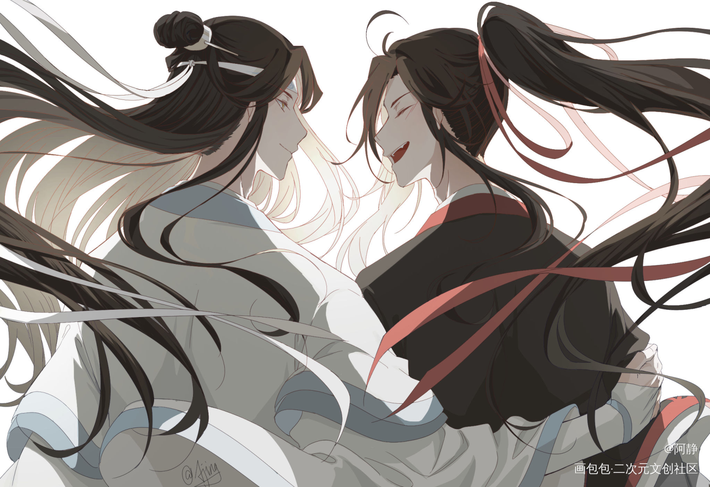 忘羡_魔道祖师蓝忘机魏无羡平涂同人周边设计绘画作品