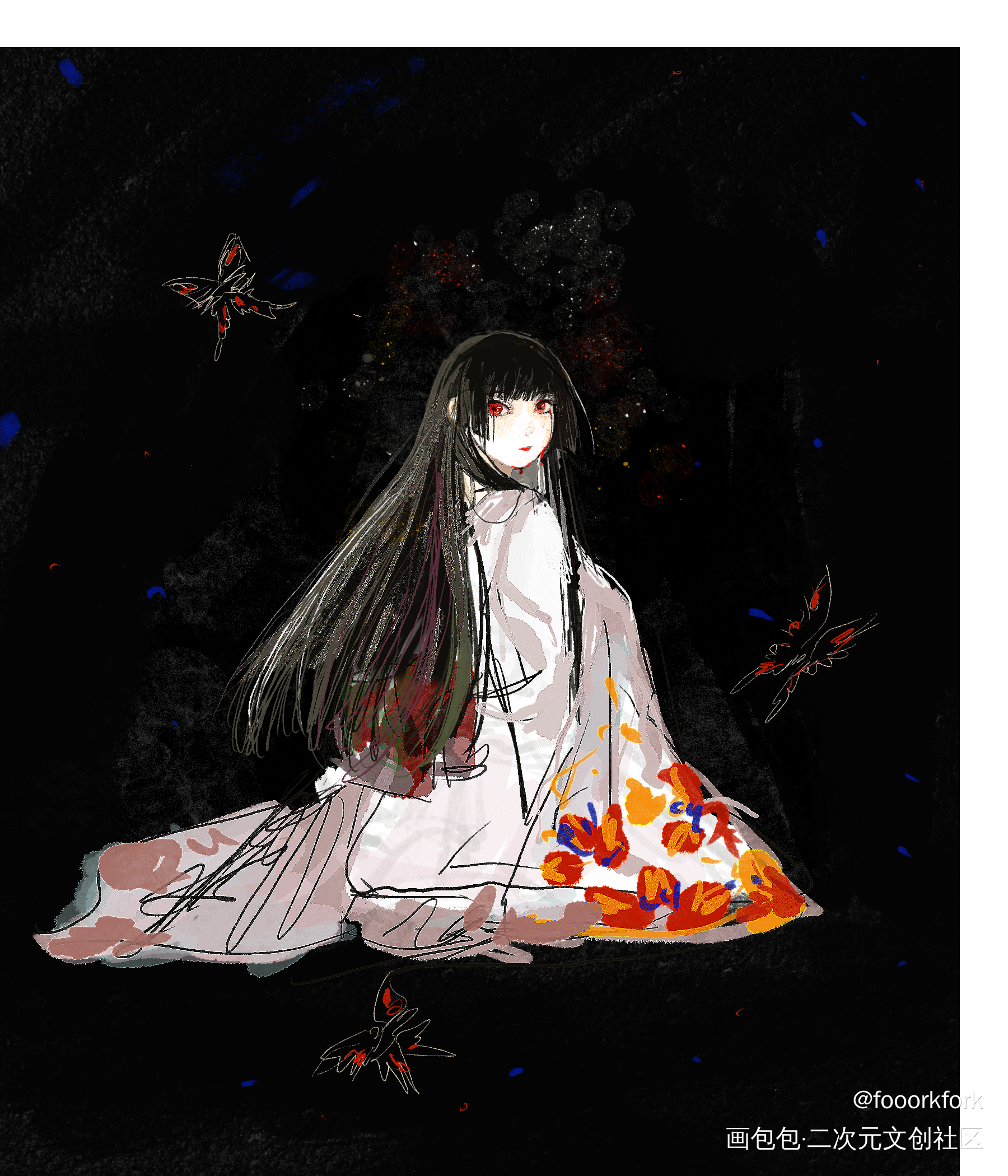 蝶_地狱少女阎魔爱日系我要上首推插画绘画作品