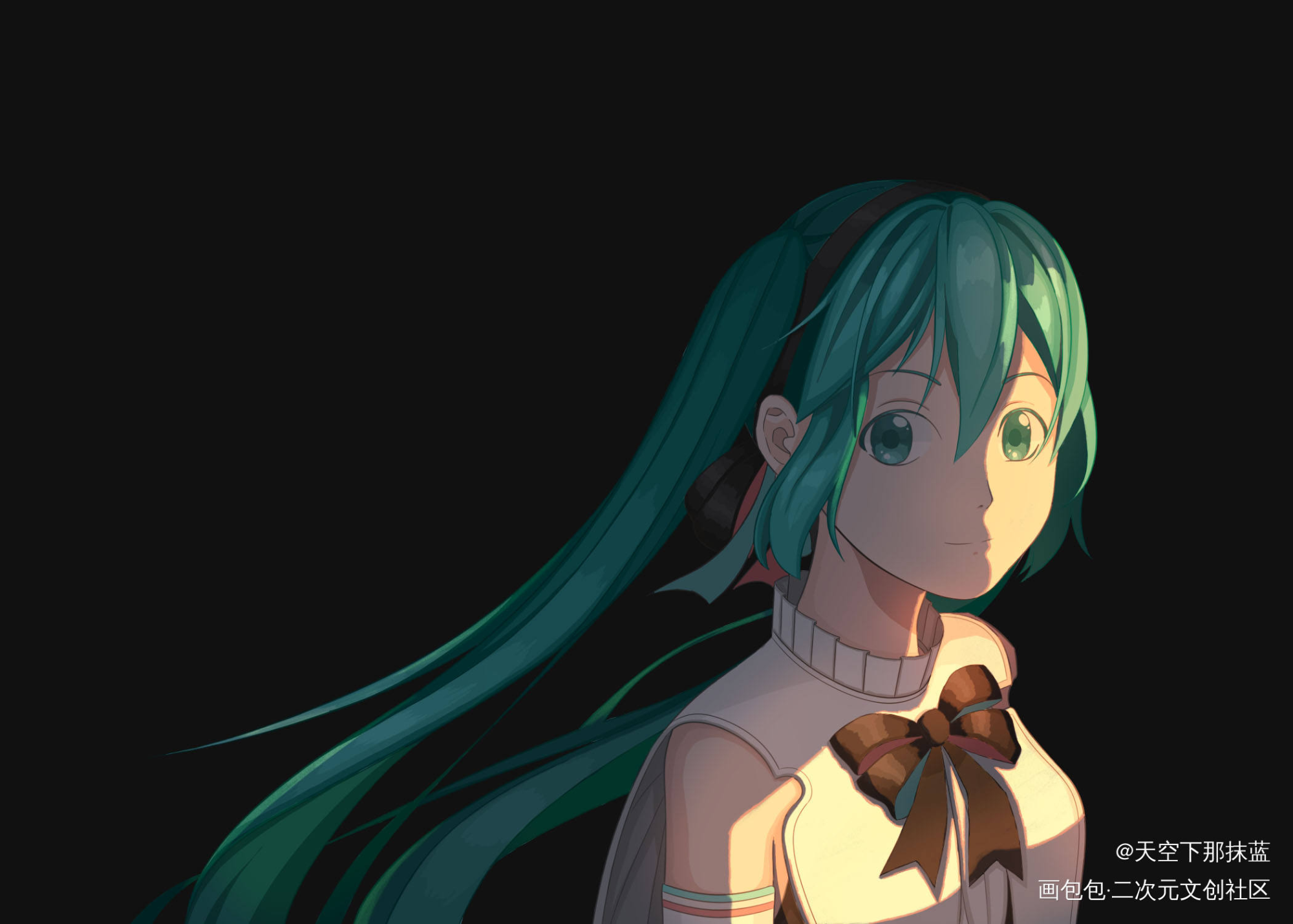 摸鱼_VOCALOID初音未来日系我要上首推头像插画同人绘画作品