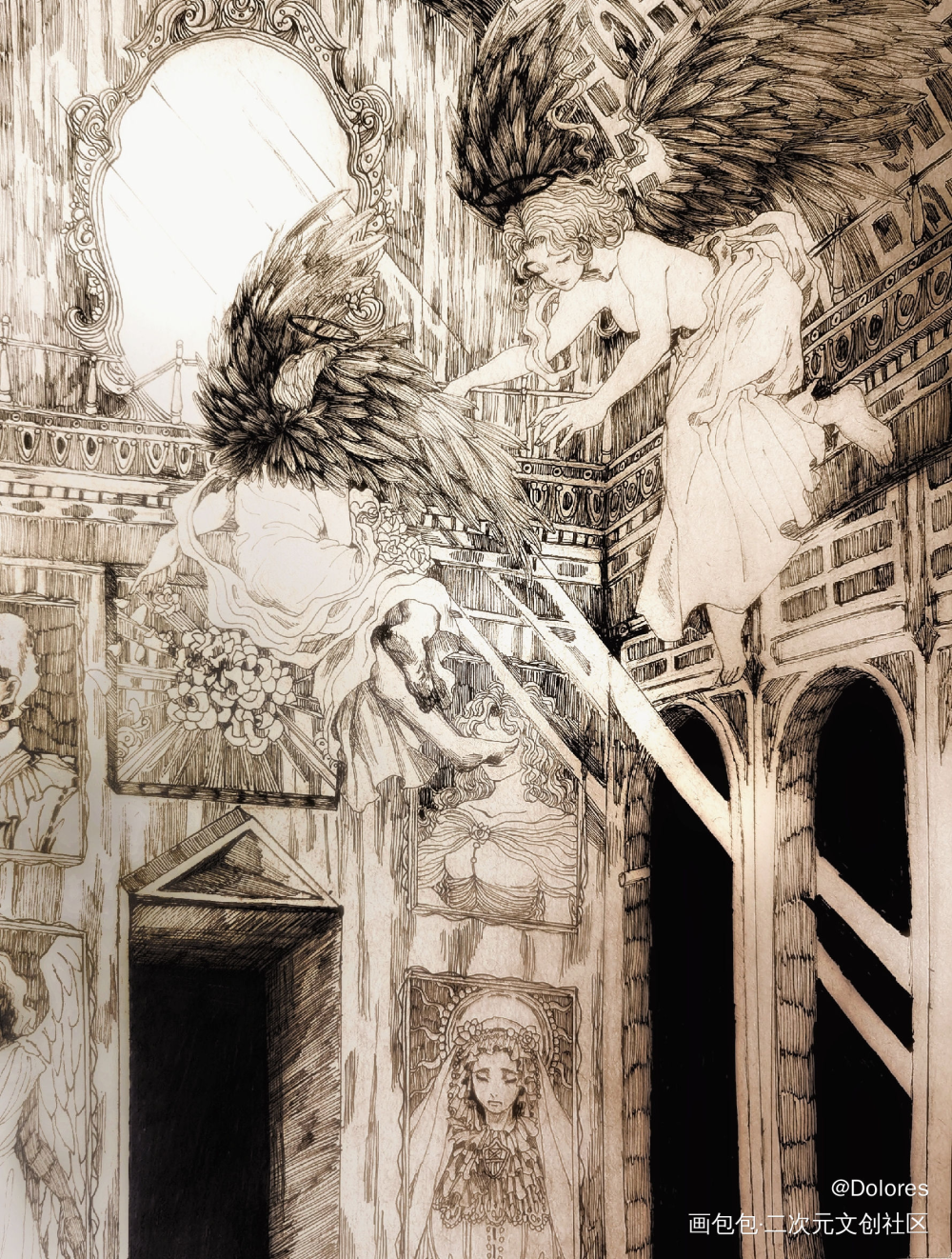 脑洞_线稿黑白插画原创原创绘画作品