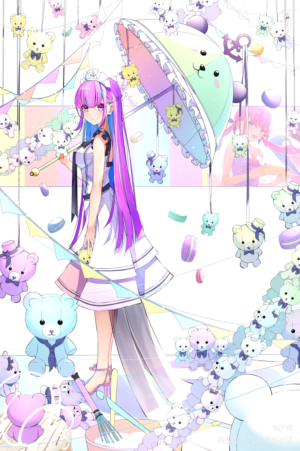 VTUBER_湊あくあ平涂日系插画同人Vtuber绘画作品