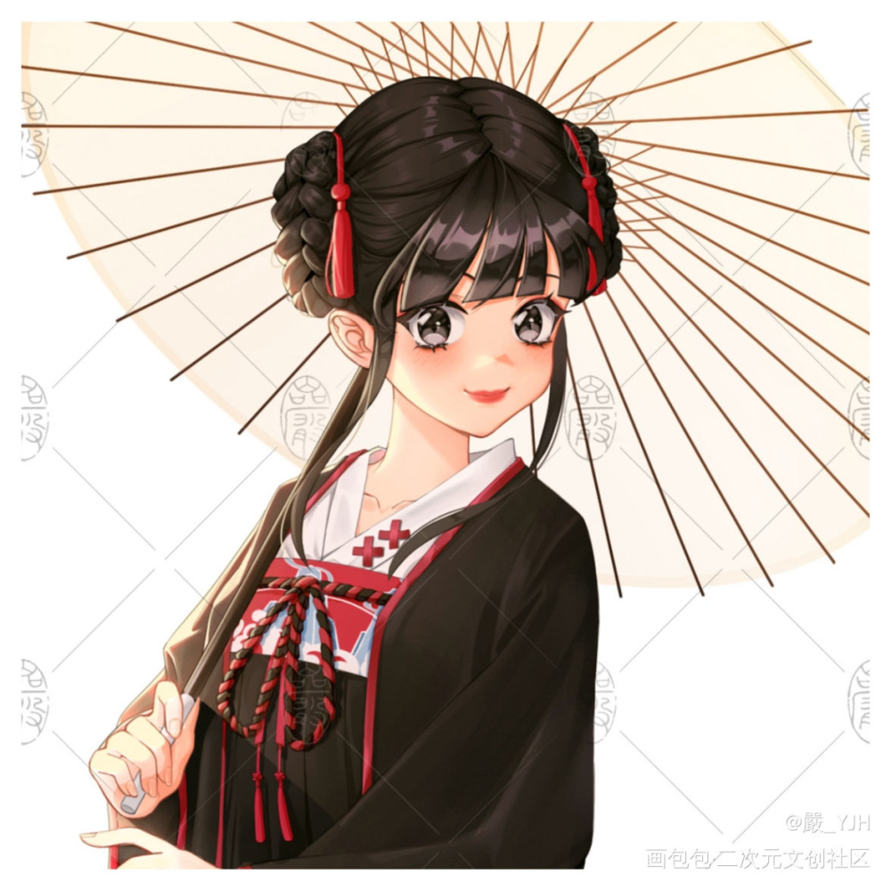摸鱼_手绘古风人物立绘古风付费委托板绘插画客单板绘板绘绘画绘画作品