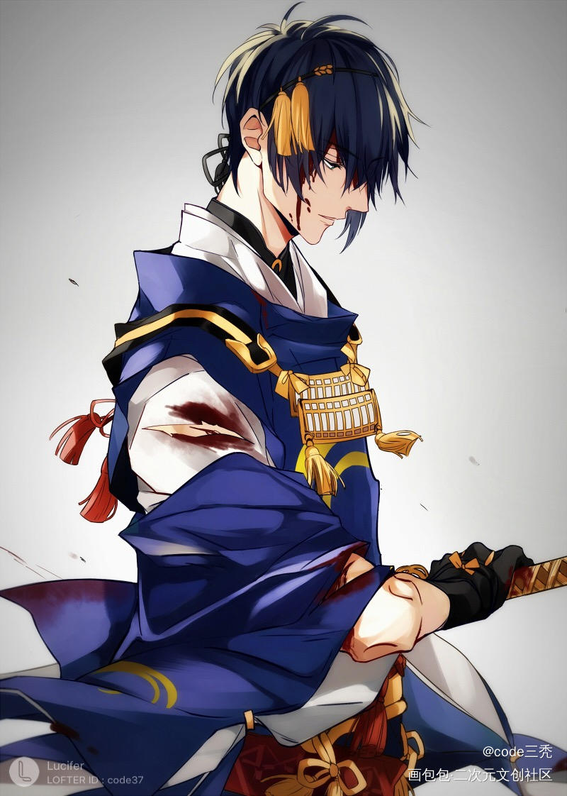 三日月_刀剑乱舞三日月宗近日系插画绘画作品